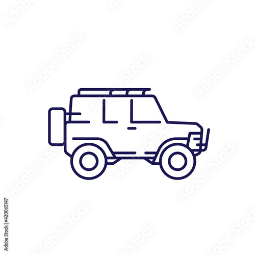 off-road car, suv line icon