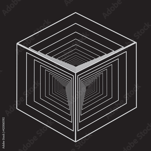 3d isometric image of the outlines of nested cubes