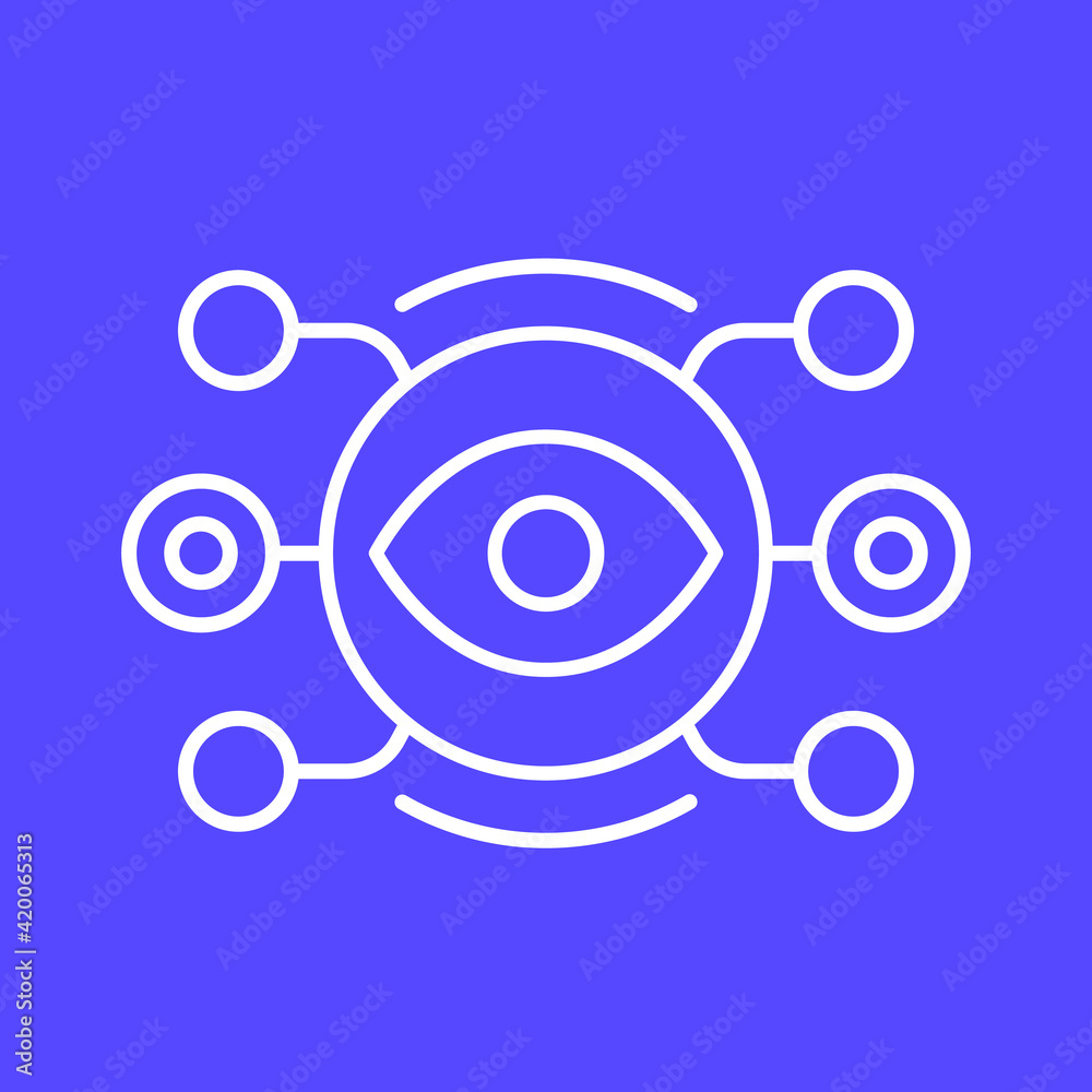 Machine vision or visual recognition line icon Machine vision or visual recognition line icon