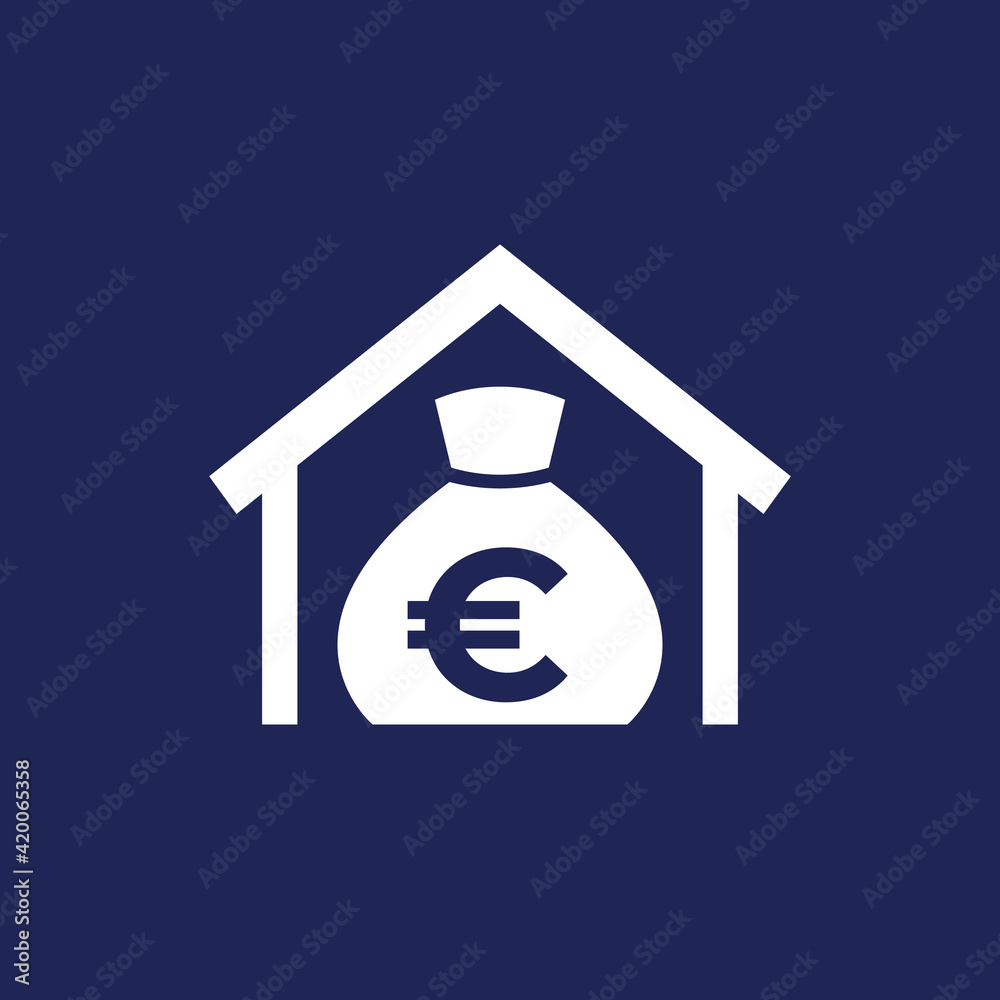 mortgage icon with house and money mortgage icon with house and money