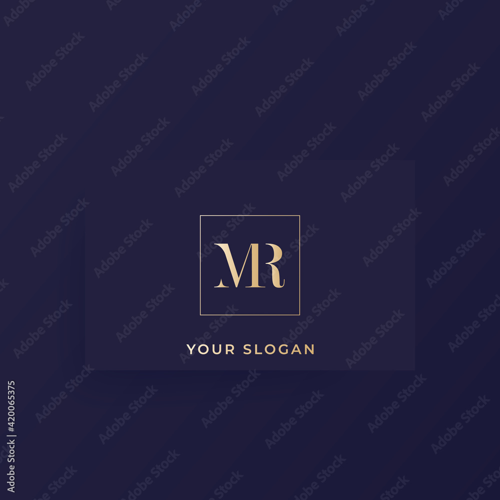 Obraz premium MR monogram, letters vector logo on a card