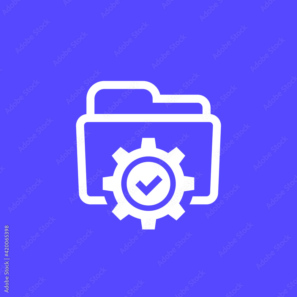 project management icon with folder, vector project management icon with folder, vector