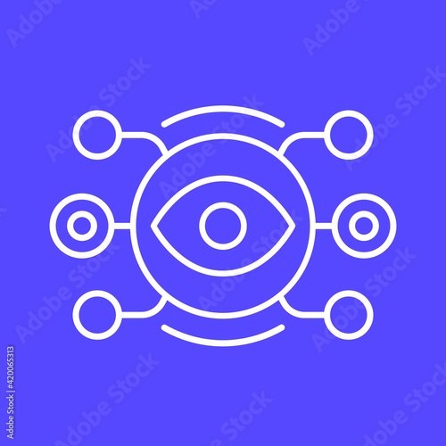 Machine vision or visual recognition line icon