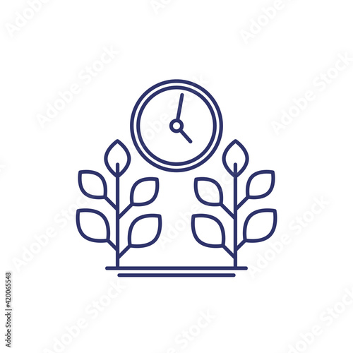 growing crops and time, farming line icon