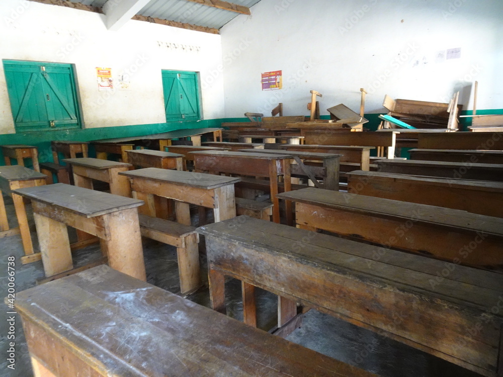 The empty school classroom in Betania village (Morondava, Madagascar) The empty school classroom in Betania village (Morondava, Madagascar)