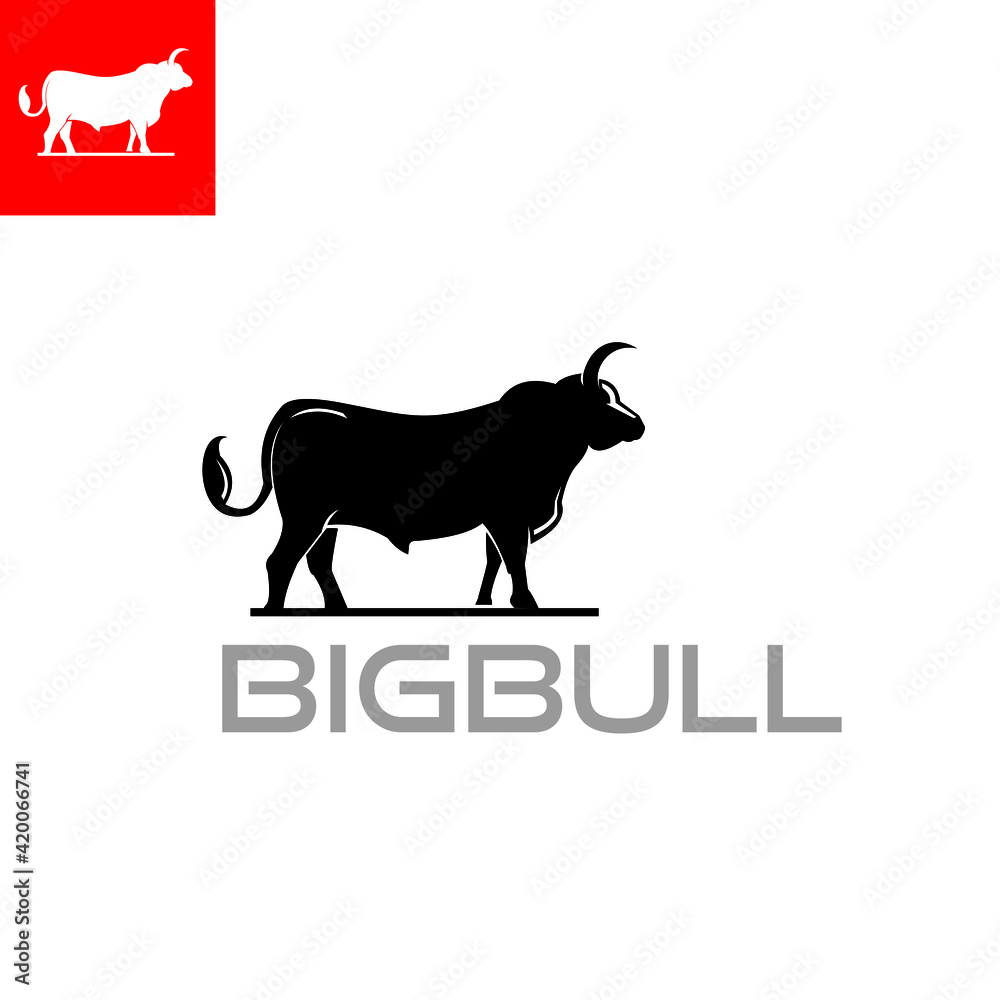 strong and great bull logo, silhouette of walking cattle vector ...