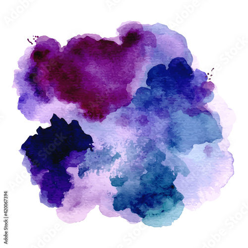 Abstract background of blue purple watercolor splash