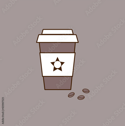coffeeflat illustration of a cup of coffee and coffee beans