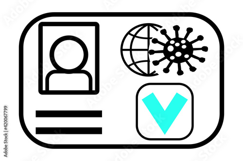Vaccine passport sign, passport of immunity, Vaccination certificate vector illustration icon