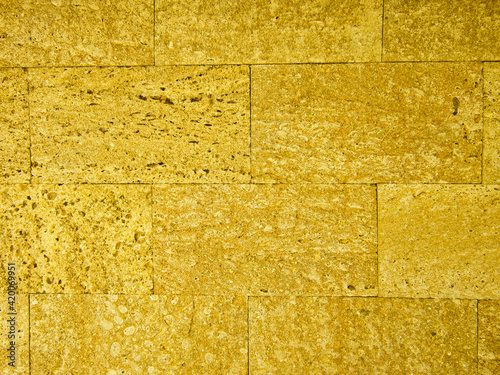 Yellow sand tuff, tuff wall, tuff texture.