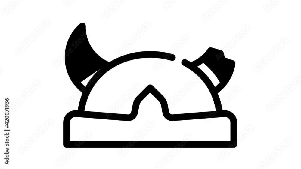 horned viking helmet black icon animation horned viking helmet black icon animation