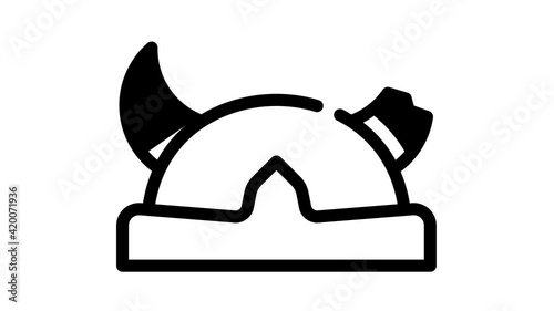 horned viking helmet black icon animation photo