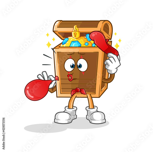 treasure pantomime blowing balloon. cartoon mascot vector