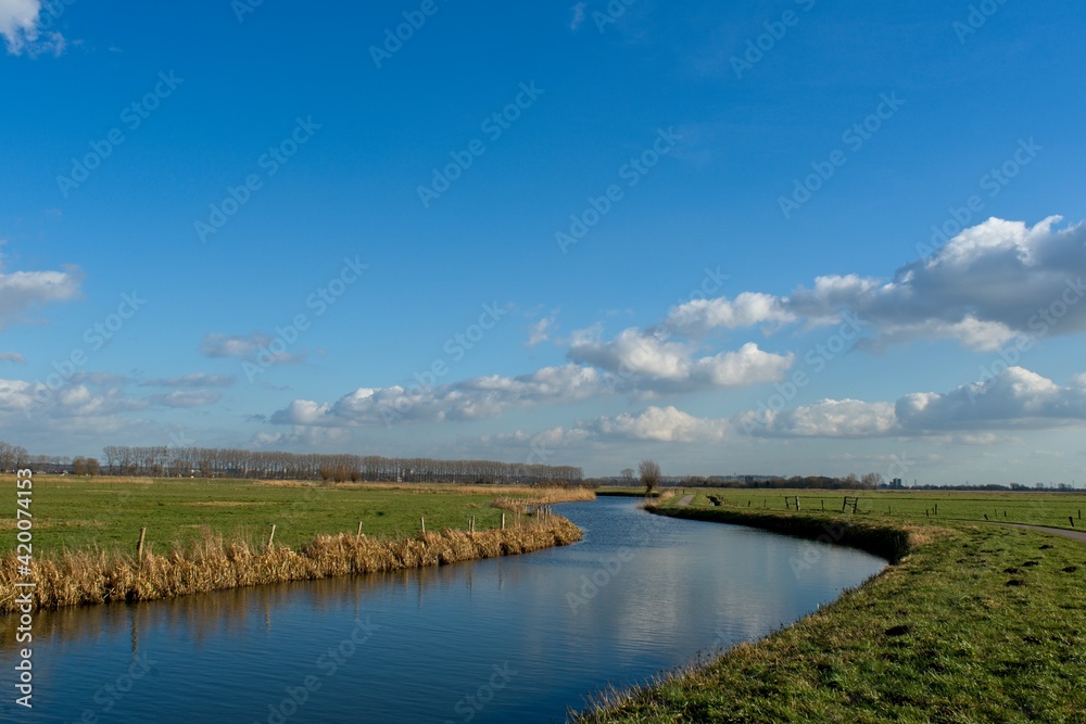 Wageningen Netherlands - 16 February 2018 - Nature reserve Hooilanden in Binnenveld near Wageningen in the Netherlands