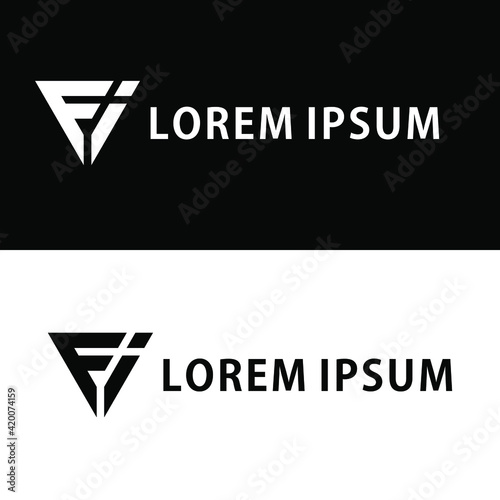 Initial letter FI logo template in flat design monogram illustration