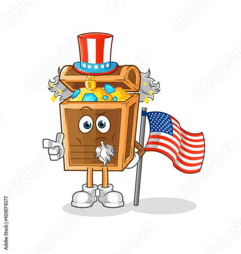 treasure uncle sam character. cartoon mascot vector