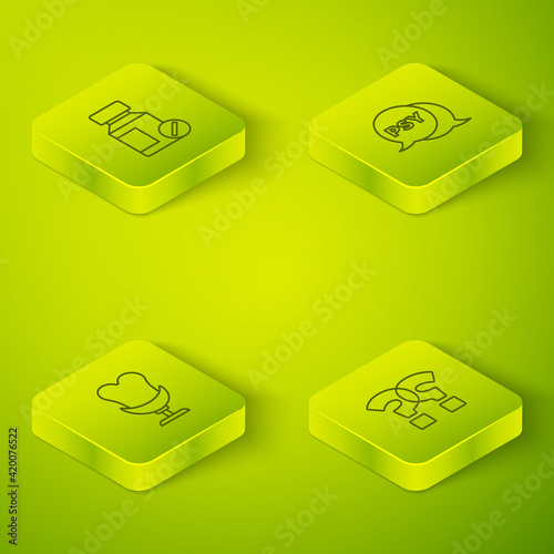 Set Isometric Psychology, Psi, Armchair, Question mark and Sedative pills icon. Vector