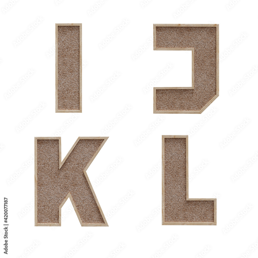 Fototapeta premium Corkboard style capital letter alphabet - letters I-L