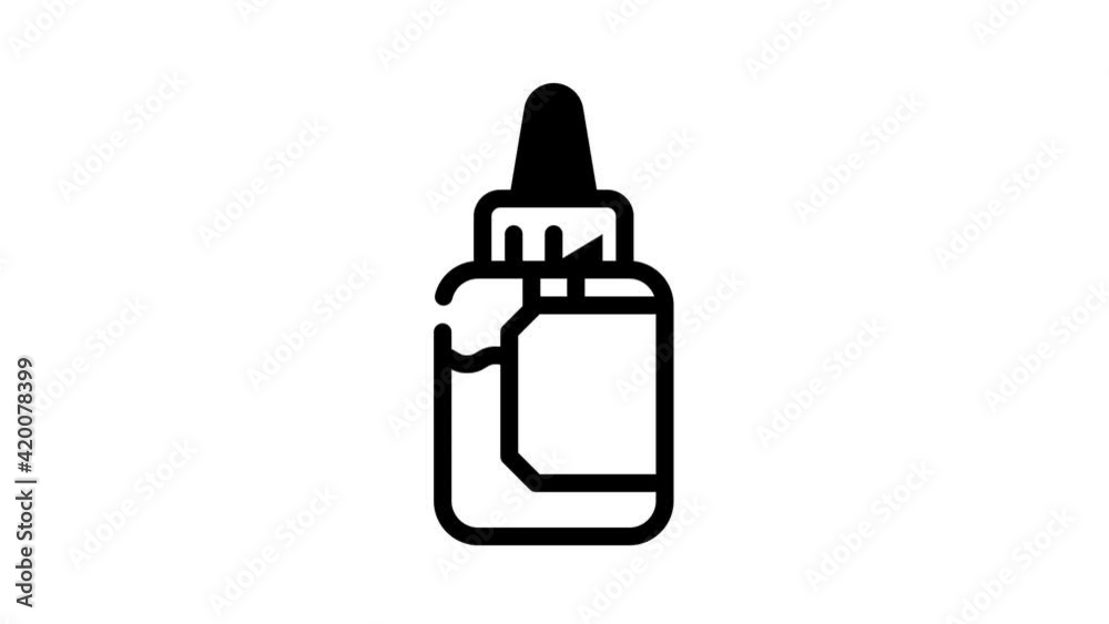drops medicaments for ears black icon animation