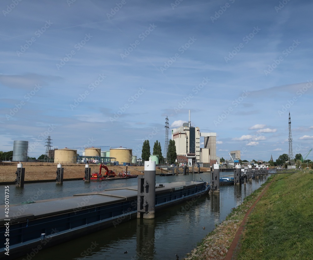 Wageningen, The Netherlands - 12 August 2018: Ship in the harbour of Wageningen the Netherlands