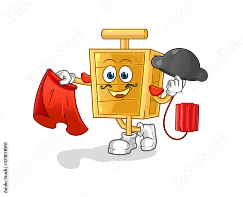 dynamite detonator matador with red cloth illustration. character vector