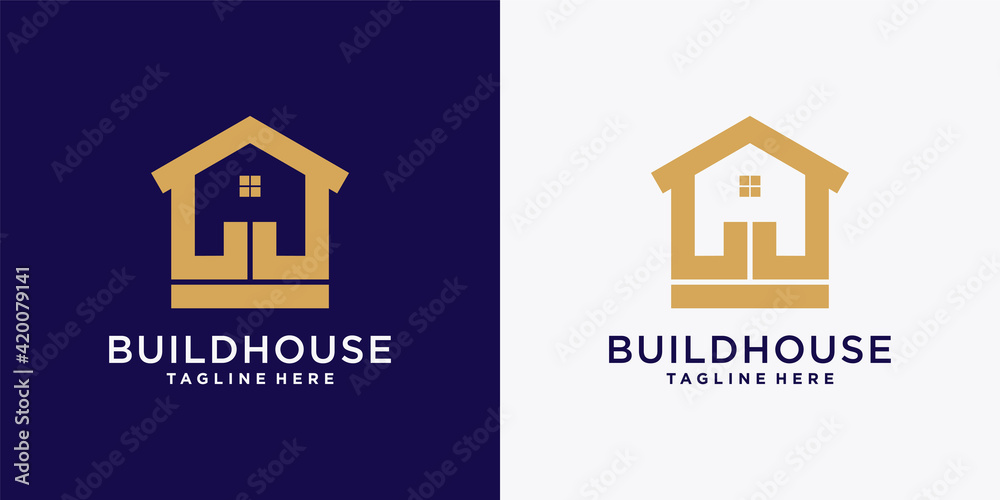 House building logo design template with creative simple concept House building logo design template with creative simple concept