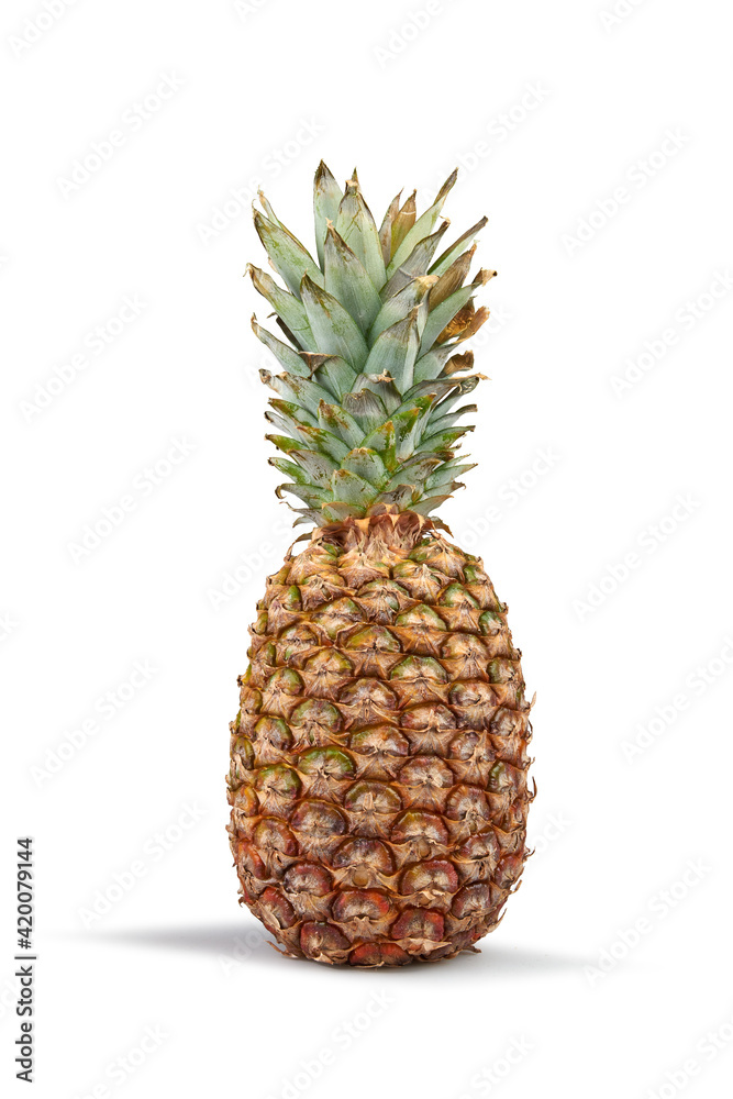 Fototapeta premium Fresh pineapple isolated on white background, vertical composition
