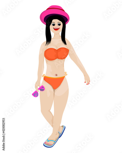 isolated lovely young woman on white background vector design