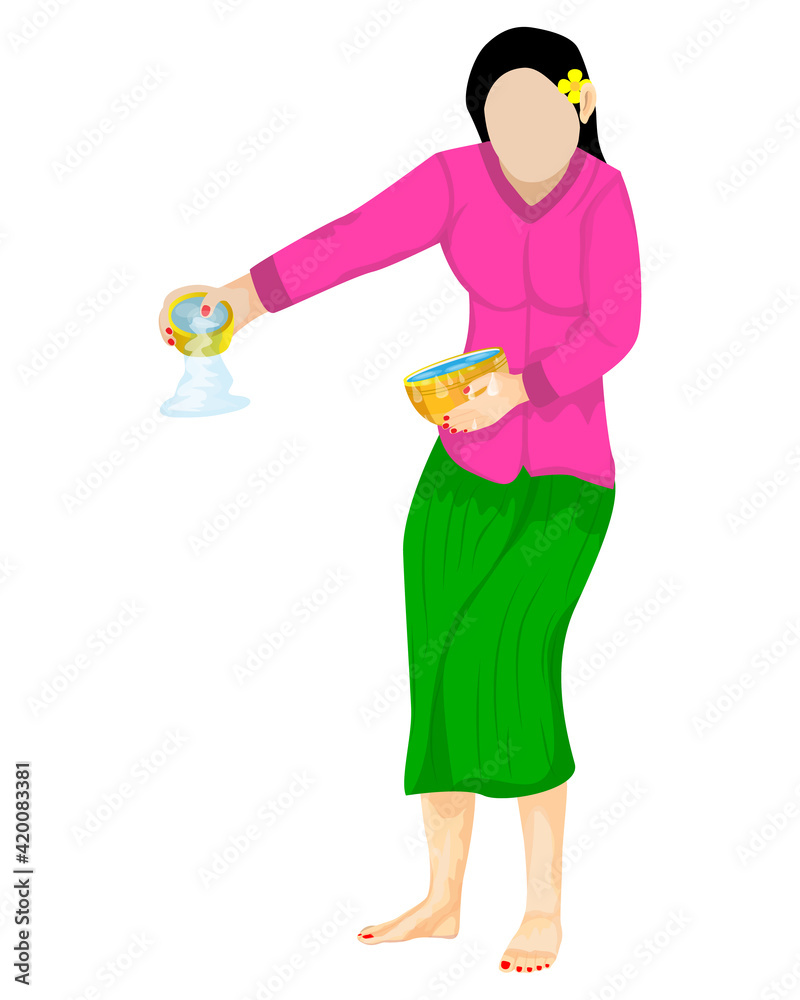 isolated beautiful woman with Water bowl on white background vector design isolated beautiful woman with Water bowl on white background vector design