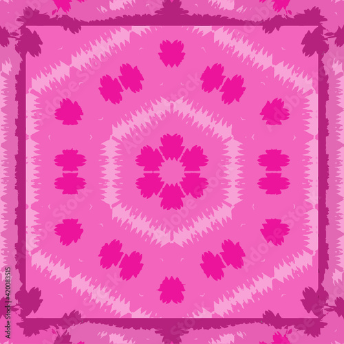 abstract pink background with halftone triangles and hexagon, watercolor effect