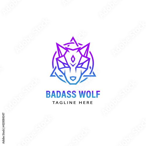 Awakened wolf. Badass  wolves logo