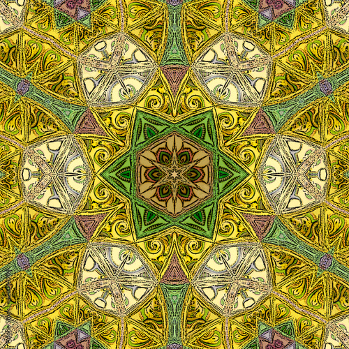 Abstract mosaic texture. Rhombus and decorative elements. Colorful arabesque mandala pattern.