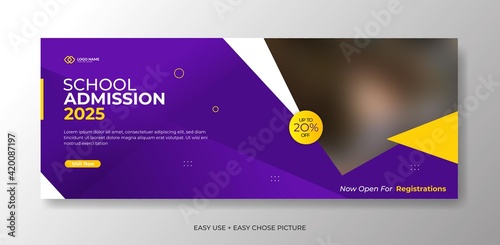 school education admission timeline cover layout 
for internet ads and web banner template