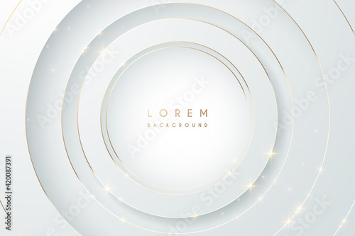Abstract white and gold circle background