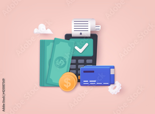 Business financial conceptt. 3D Web Vector Illustrations.