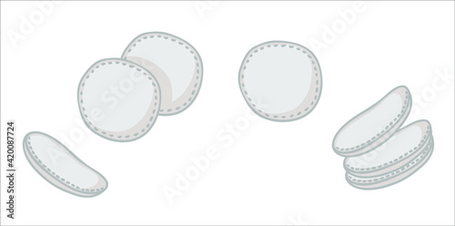 Cotton pads. Hygiene, cosmetology. Outline vector illustration on a white background.