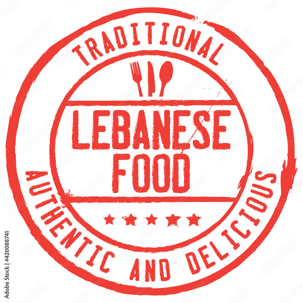 Traditional Lebanese Food. Authentic and Delicious. Rubber Stamp. Traditional Lebanese Food. Authentic and Delicious. Rubber Stamp.