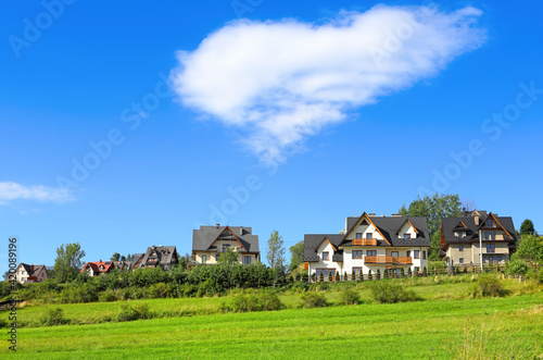 Spring landscape with houses