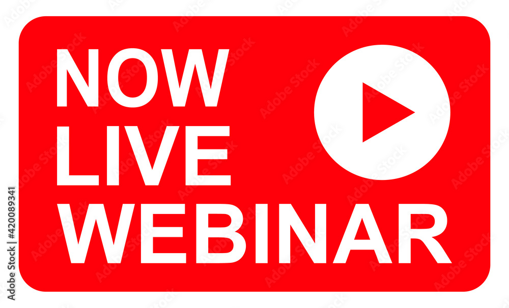 Live webinar icon, online play training seminar , internet streamimg banner button , vector illustration Live webinar icon, online play training seminar , internet streamimg banner button , vector illustration