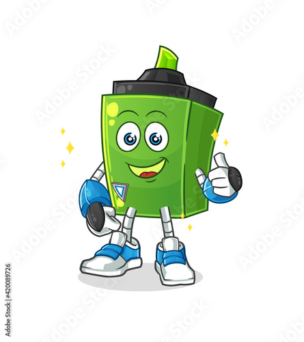 marker robot character. cartoon mascot vector