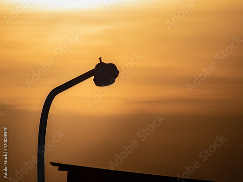 street lamp at sunset
