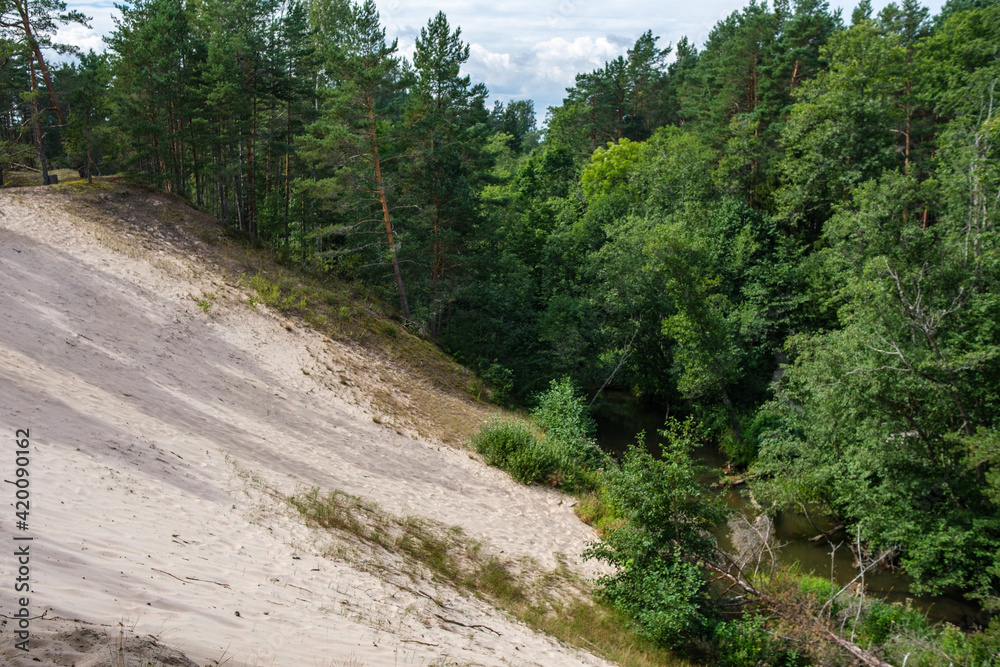 sandstone cliffs on the shore of forest river in Latvia sandstone cliffs on the shore of forest river in Latvia