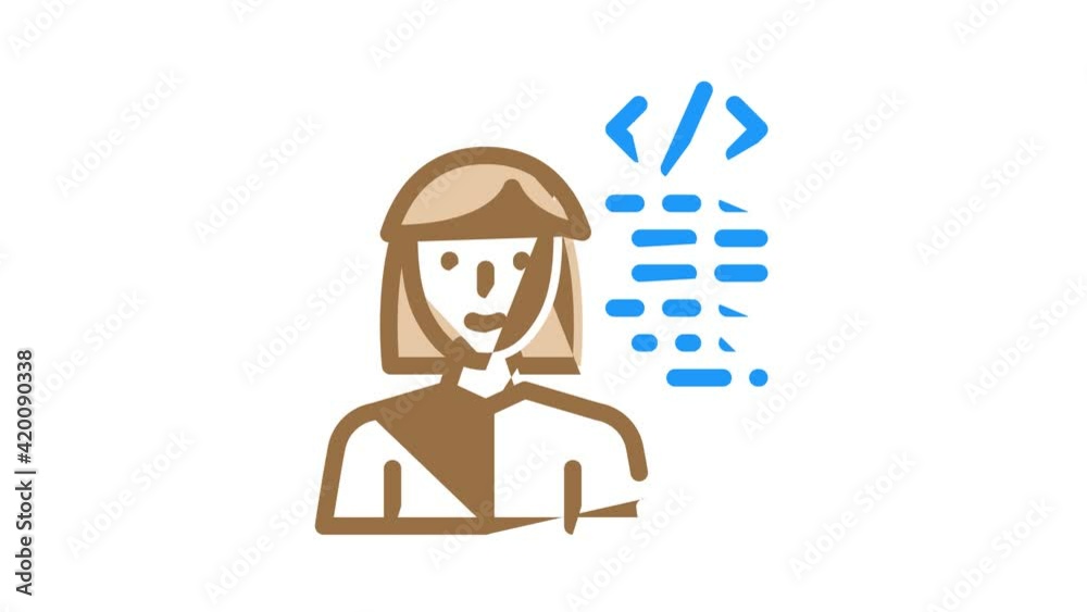 programmer woman job color icon animation programmer woman job color icon animation