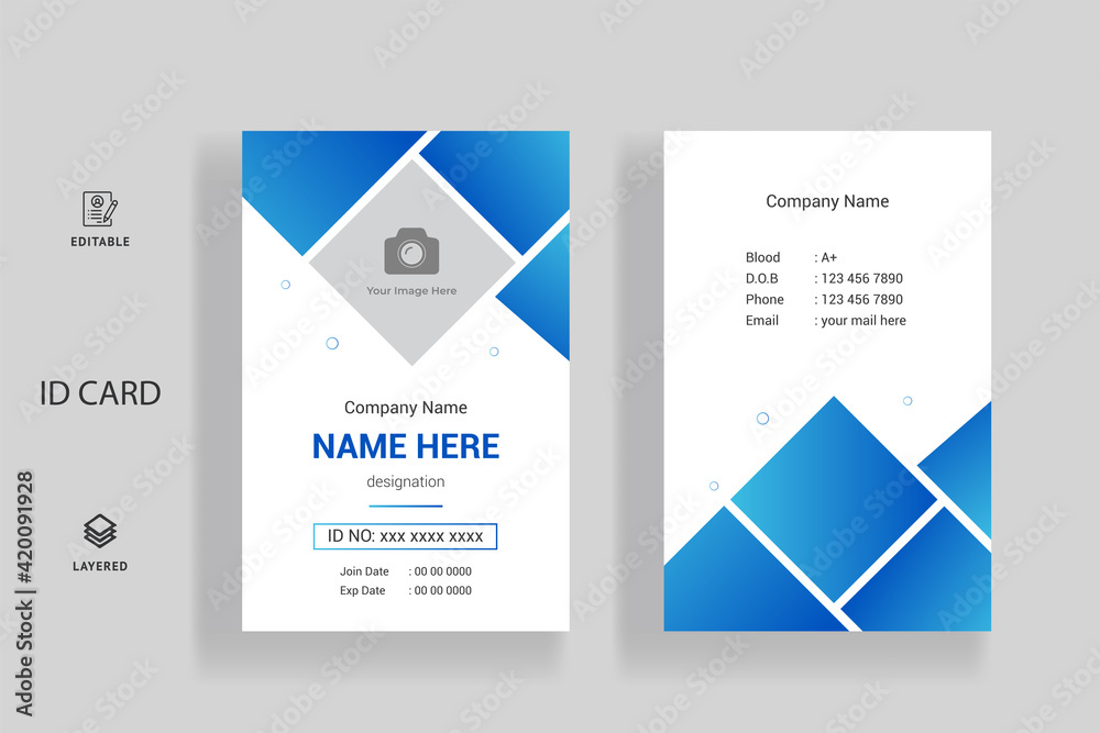 Corporate office identity card and personal security badge, press event pass template Corporate office identity card and personal security badge, press event pass template