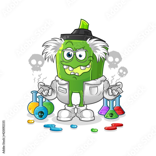 marker mad scientist illustration. character vector