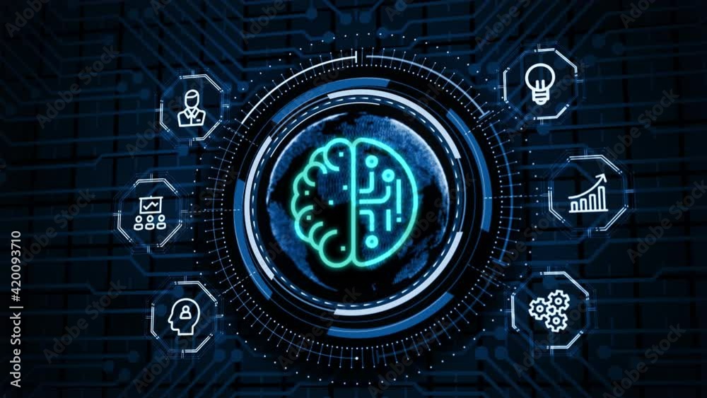 Artificial intelligence (AI), machine learning and modern computer technologies concepts. Business, Technology, Internet and network concept. Artificial intelligence (AI), machine learning and modern computer technologies concepts. Business, Technology, Internet and network concept.