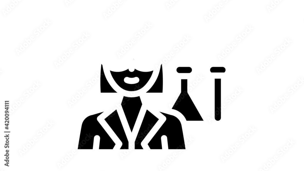 chemist woman job glyph icon animation