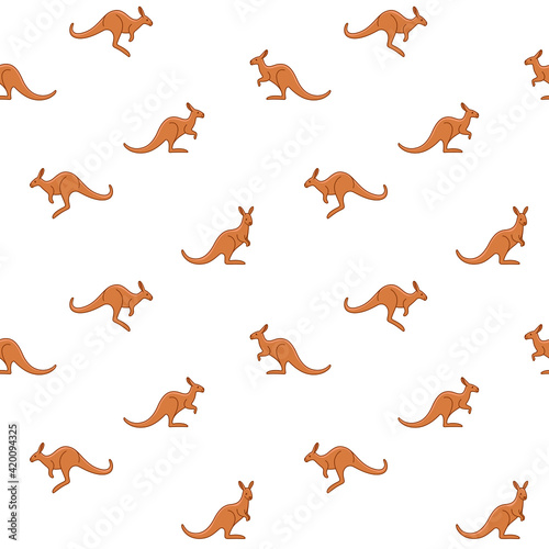 Cartoon happy kangaroo - seamless trendy pattern with animal in various poses.