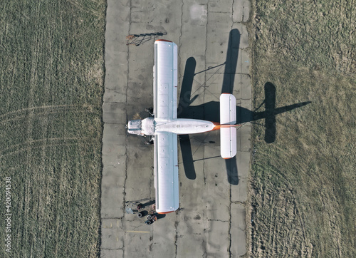 Propeller plane parking at the airport