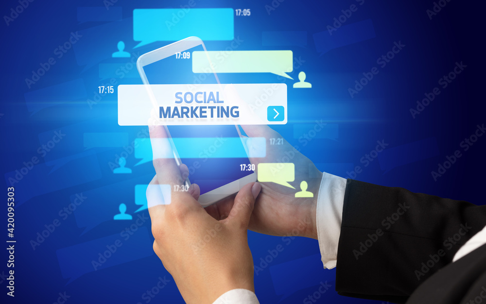 Hand using smartphone with social media concept Hand using smartphone with social media concept